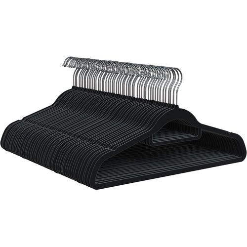 KGABERY-Cintres En Velours,Lot De 50,Noir.Porte-Accessoires,Crochet À 360º,Gain De Place,Encoches Pour Robes,Cintres Antidérapants,Pour Tous Types De Vêtements,Fabriqué En Espagne