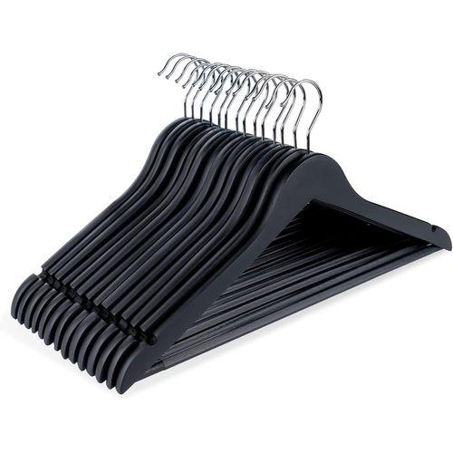 KGABERY-Cintres En Bois Classiques,20Pcs Cintres Robustes En Bois Noir Pour Vêtements,Lisses Et Sans Rugosité Avec Crochet Pivotant À 360° Cintres Bois Pour Adultes,Costumes,Pantalons,Chemises
