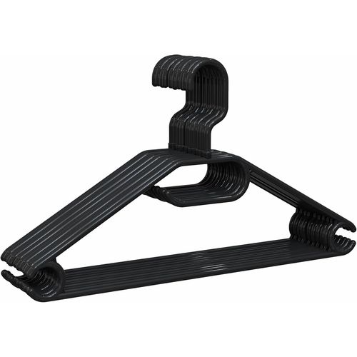 KGABERY-Lot De 10 Cintres En Plastique 100% Recyclé Pour Tous Types De Vêtements-Crochet Pivotant À 360°Gain De Place-Porte-Accessoires-Pour Robes Et Jupes-Noir-Made In Spain