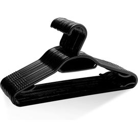 Kgabery-Lot De 30 Cintres 5 En 1 En Plastique Pour Adulte¿Cintres De Rangement Peu Encombrants Avec Barre À Cravate,Crochets De Sangle,Encoches Antidérapantes Et Rebord Sécurisé (Noir)