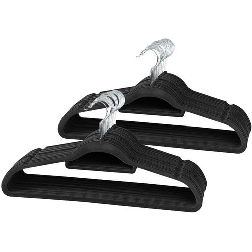 KGABERY-Lot De 100 Cintres À Revêtement Antidérapant Avec Cintre De Fixation Et Support Pour Cravate Pivotant À 360° Noir