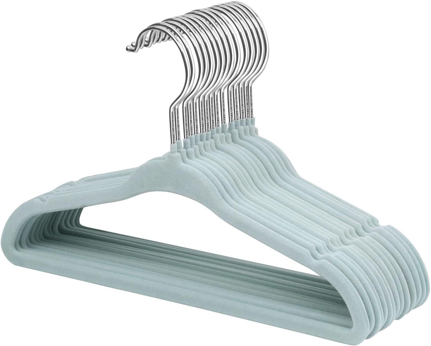 KGABERY-Lot De 15 Cintres En Velours Pour Bébé,Cintres Antidérapants Pour Enfants Avec Crochet Pivotant À 360°,Cintres Ultra-Minces Pour Économiser De L'Espace,Robustes Et Durables (Bleu)