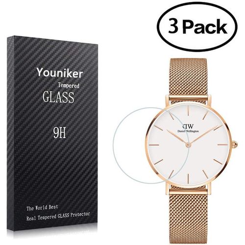 Kal-3 Pièces Verre Trempé Compatible Pour Daniel Wellington Protecteur D'écran, Protection Écran En Verre Trempé Films Vitre Pour Dw 28mm Montre Film De Protection D'écran