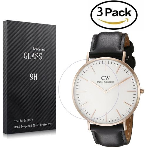 Kal-Lot De 3 Verre Trempé Pour Daniel Wellington 0107dw Protecteur D'écran, Protection Écran En Verre Trempé Films Vitre Pour 0107dw Film De Protection D'écran Pour Daniel Wellington 40mm Montre