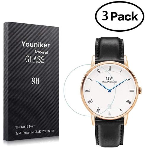 Kal-Dw Lot De 3 Films De Protection D'écran En Verre Trempé Pour Montre Daniel Wellington - Anti-Rayures, Anti-Traces De Doigts, Sans Bulles - Coque : 38 Mm