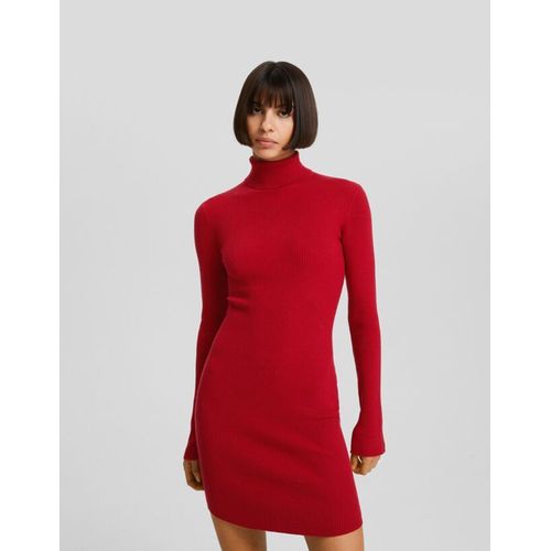  Mini-Robe Maille Manches Longues Col Roulé Femme L Rouge