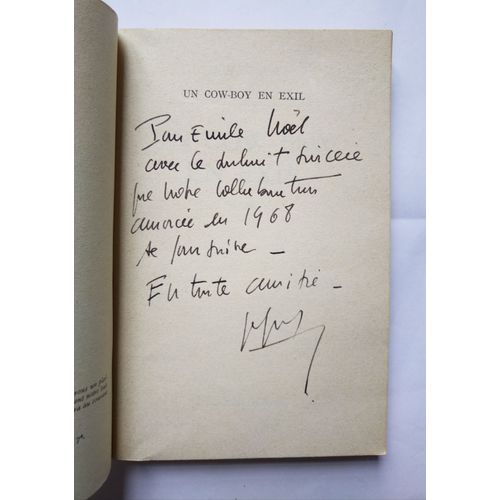 Jean Yvane Un Cow-Boy En Exil Avec Un Envoi Autographe Signé 1969 Denoël