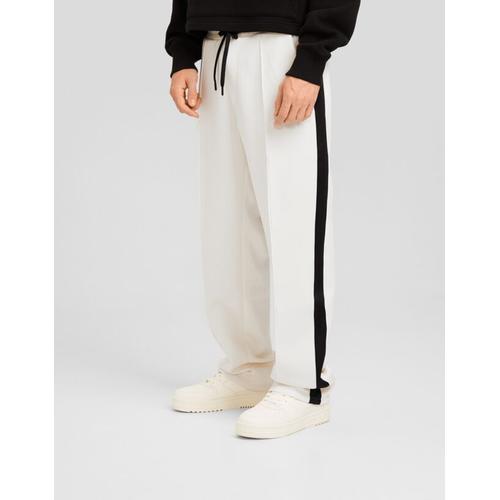  Pantalon Interlock Bande Latérale Homme Xl Blanc Cassé