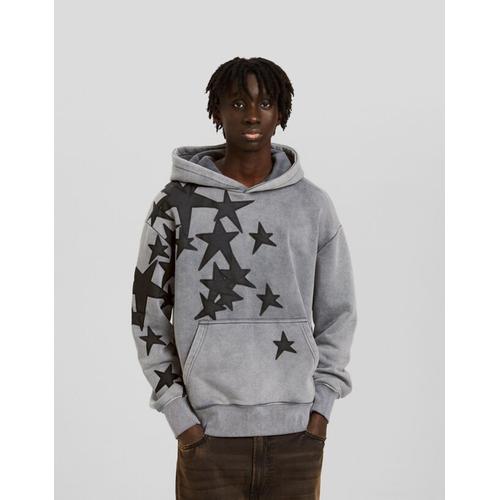  Sweat Effet Délavé Écussons Homme Xl Gris