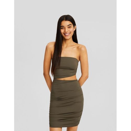  Mini-Robe Bandeau Fronces Latérales Femme L Vert