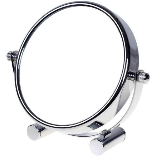 Kal-Tuka Miroir Maquillage Grossissement X5, 6 Inch Compact Miroir Cosmétique Sur Pied, Chrome, Ø 15,3 Cm, 100% Et 500% Orientable Sur 360°, Haute Qualité Miroir De Table, Tkd3142-5x 
