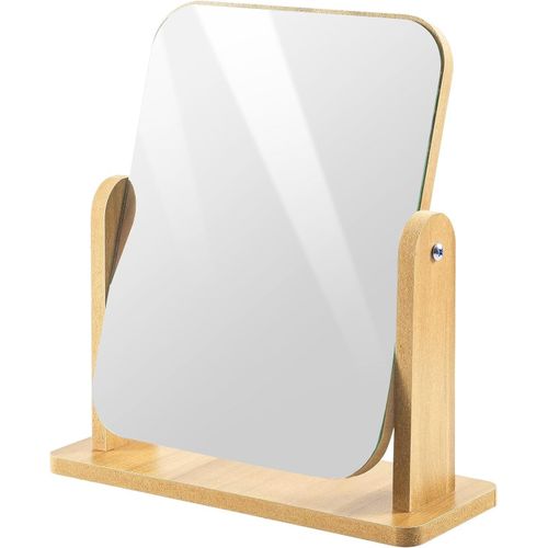 Kal-Miroir Cosmétique Rotatif À 360 ° - En Bois - Autonome - Pour Coiffeuse, Salle De Bain, Chambre À Coucher - 22 X 17 Cm