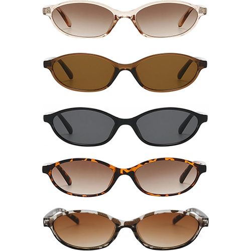 Kathlelxh-5 Pièces Lunette De Soleil, Rétro Ovale Lunettes De Soleil, Lunette Soleil Homme Femme, Lunettes Soleil Uv400 Protection, Sunglasses Cadre Pour Voyager, Faire Du Vélo, Marcher[H786]