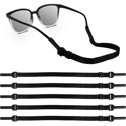 Kathlelxh-Lot De 5 Sangles Réglables Pour Lunettes De Sport, Lunettes De Soleil, Lunettes De Lecture, Lunettes De Protection Antidérapantes, Noir , Ca. 21-33 Cm[H959]