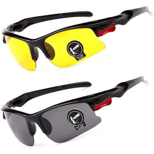 Kathlelxh-2 Pièces Lunettes De Soleil Sport Et Lunettes Conduite De Nuit Pour Homme Femme Pour Conduire Course À Pied Pêche[H1165]