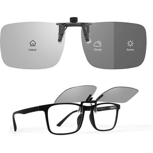 Kathlelxh-Lunettes De Soleil Photochromiques À Clipser, Polarisées Uv400 ¿ Lunettes De Conduite Rabattables Anti-Reflets Pour Homme Et Femme, Vision Hd Et Plus Sûres Pour Lunettes De Vue, Gr[H444]