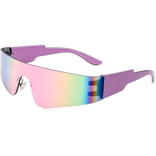 Kathlelxh-Visière Futuriste Punk Lunettes De Soleil Sans Monture Lunettes Rapides Avec Lentille Miroir Pour Homme Et Femme B2927[H1047]