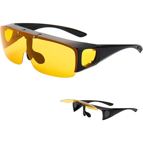 Kathlelxh-Lunettes Conduite De Nuit - Verres Réversibles Pour Porteurs De Lunettes De Vue - Verres Jaunes Anti-Éblouissement, Monture Réglable, Design Un Xe Pour Hommes Et Femmes[H660] 