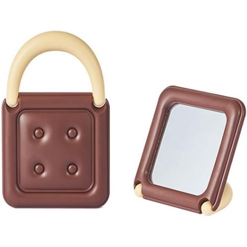Kal-Miroir Cosmétique - Miroir De Table - Miroir Sur Pied - Miroir De Maquillage - Miroir De Voyage - Portable - Design Sac À Main Chocolat