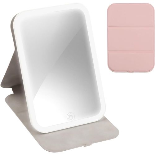 Kal-Miroir Maquillage Lumineux À Rotation 360°,Miroir Coiffeuse Led Réglable Miroir Pour Coiffeuse 3 Couleurs Miroir Avec Lumiere De Maquillage Cosmétiques Pour Bureau/Voyage/Coiffeuse (Rose)