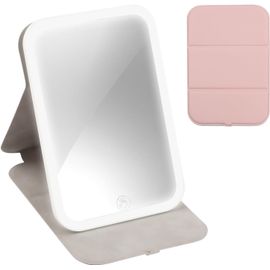 Kal-Miroir Maquillage Lumineux À Rotation 360°,Miroir Coiffeuse Led Réglable Miroir Pour Coiffeuse 3 Couleurs Miroir Avec Lumiere De Maquillage Cosmétiques Pour Bureau/Voyage/Coiffeuse (Rose)