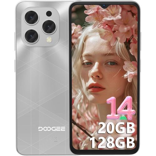 DOOGEE N55 Plus 4G Débloqué, 20Go+128Go,Argent Argent