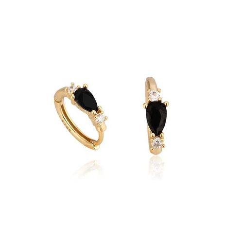 W0249-Y - Petit Cerceau Pendentif En Zircon Cz Noir/Goutte/Boucles D'oreilles Pour Femmes Cercle Rond Piercing Oreille Anneau Bijoux Pendientes Aretes Cadeaux