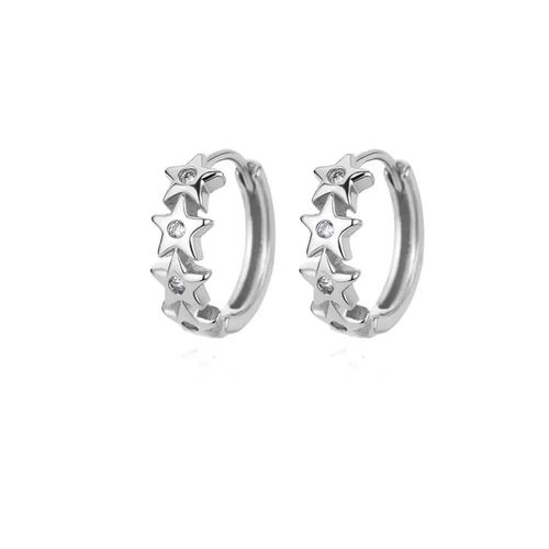 E3126p-2 - Boucles D'oreilles À Fleurs Colorées En Zircon Pour Femmes,Cerceau En Acier Inoxydable,Étoiles,Tendance,Bijoux Esthétiques De Luxe,2024