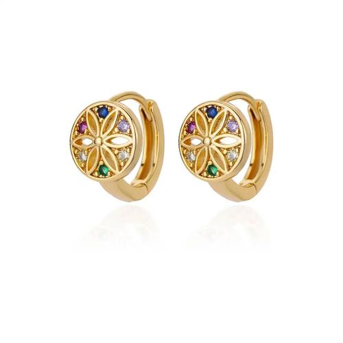 E3125g-3 - Boucles D'oreilles À Fleurs Colorées En Zircon Pour Femmes,Cerceau En Acier Inoxydable,Étoiles,Tendance,Bijoux Esthétiques De Luxe,2024