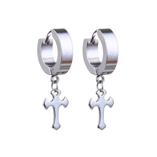 Style 16 - Boucles D'oreilles Créoles Unisexes Pour Hommes/Femmes,1 Paire,Pendentif Croix En Acier Inoxydable,Long Pampille,Punk Gothique,Bijoux,Meilleurs Cadeaux,Nouvelle Collection