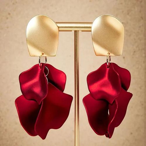 Red - Boucles D'oreilles À Fleurs Multicolores Pour Femmes,Élégantes,Pétales Délicats,Pampilles,Tempérament,Accessoires De Fête Quotidiens