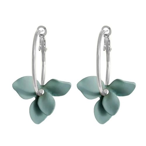 Green - Boucles D'oreilles Créoles Rondes En Émail Végétal Pour Femmes,Bijoux De Mariage Boho,Cadeaux De Fête D'anniversaire Pour Dame,Classique,Fleur,3cm