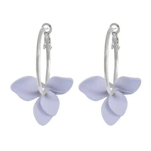 Grey - Boucles D'oreilles Créoles Rondes En Émail Végétal Pour Femmes,Bijoux De Mariage Boho,Cadeaux De Fête D'anniversaire Pour Dame,Classique,Fleur,3cm