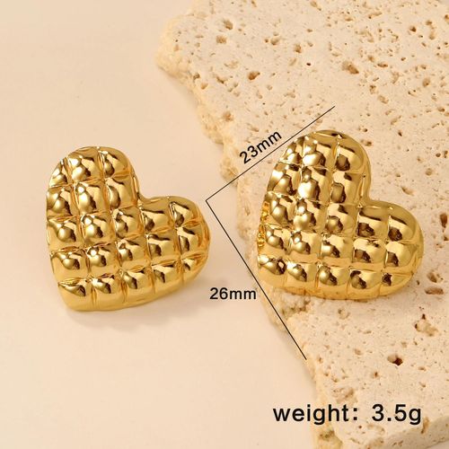 Vintage Rond Géométrique Boucles D'oreilles Clou 18k Plaqué Fleur Coeur Grand Piercing Pour Les Femmes Déclaration Bijoux De Mode.[Y5]