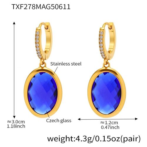 Model D-Color 3 - Boucles D'oreilles Pendantes En Acier Inoxydable Pour Femmes,Plaqué Or 18 Carats Incrusté De Plusieurs Formes Et De Couleurs Brillantes,Pendentif En Verre Tchèque À Facettes