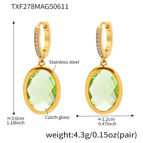 Model D-Color 6 - Boucles D'oreilles Pendantes En Acier Inoxydable Pour Femmes,Plaqué Or 18 Carats Incrusté De Plusieurs Formes Et De Couleurs Brillantes,Pendentif En Verre Tchèque À Facettes