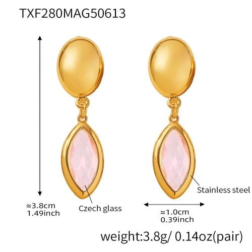 Model E-Color 4 - Boucles D'oreilles Pendantes En Acier Inoxydable Pour Femmes,Plaqué Or 18 Carats Incrusté De Plusieurs Formes Et De Couleurs Brillantes,Pendentif En Verre Tchèque À Facettes