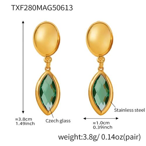 Model E-Color 6 - Boucles D'oreilles Pendantes En Acier Inoxydable Pour Femmes,Plaqué Or 18 Carats Incrusté De Plusieurs Formes Et De Couleurs Brillantes,Pendentif En Verre Tchèque À Facettes