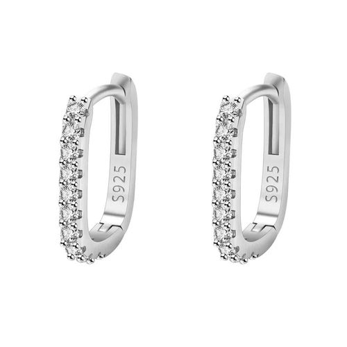 Argent - Boucles D'oreilles Circulaires En Argent Sterling 925 Et Cristal Pour Femmes,Haute Qualité,À La Mode,Cadeau De Fête De Mariage,Bijoux Polyvalents De Rue