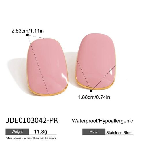 Jde0103042-Pk - Youthway Couleur Émail Carré Boucles D'oreilles En Acier Inoxydable Oreilles Bijoux Printemps Été Étanche Charme Boucles D'oreilles