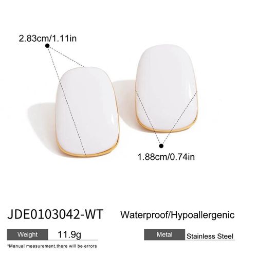 Jde0103042-Wt - Youthway Couleur Émail Carré Boucles D'oreilles En Acier Inoxydable Oreilles Bijoux Printemps Été Étanche Charme Boucles D'oreilles