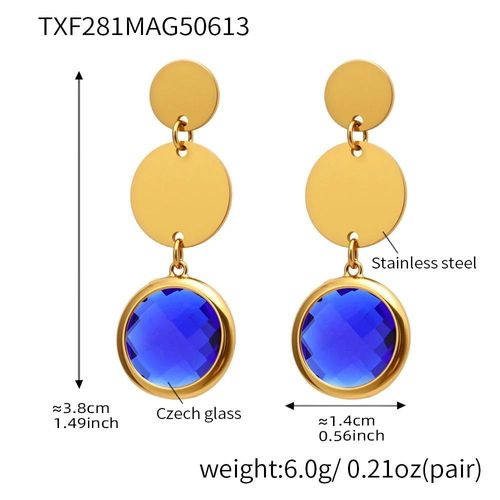 Model F-Color 4 - Boucles D'oreilles Pendantes En Acier Inoxydable Pour Femmes,Plaqué Or 18 Carats Incrusté De Plusieurs Formes Et De Couleurs Brillantes,Pendentif En Verre Tchèque À Facettes