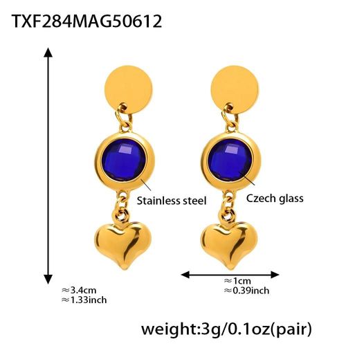 Model G-Color 3 - Boucles D'oreilles Pendantes En Acier Inoxydable Pour Femmes,Plaqué Or 18 Carats Incrusté De Plusieurs Formes Et De Couleurs Brillantes,Pendentif En Verre Tchèque À Facettes