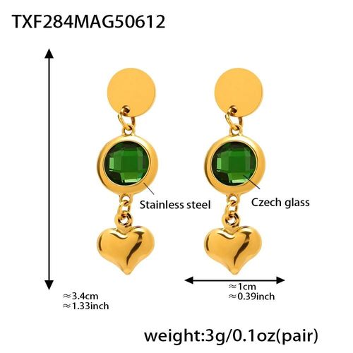 Model G-Color 1 - Boucles D'oreilles Pendantes En Acier Inoxydable Pour Femmes,Plaqué Or 18 Carats Incrusté De Plusieurs Formes Et De Couleurs Brillantes,Pendentif En Verre Tchèque À Facettes