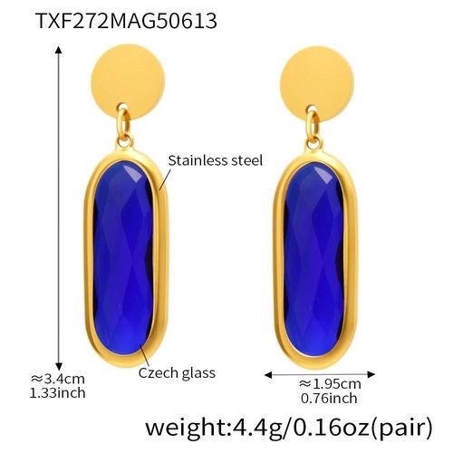 Model B-Color 3 - Boucles D'oreilles Pendantes En Acier Inoxydable Pour Femmes,Plaqué Or 18 Carats Incrusté De Plusieurs Formes Et De Couleurs Brillantes,Pendentif En Verre Tchèque À Facettes