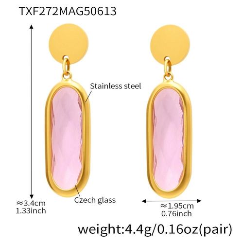 Model B-Color 4 - Boucles D'oreilles Pendantes En Acier Inoxydable Pour Femmes,Plaqué Or 18 Carats Incrusté De Plusieurs Formes Et De Couleurs Brillantes,Pendentif En Verre Tchèque À Facettes
