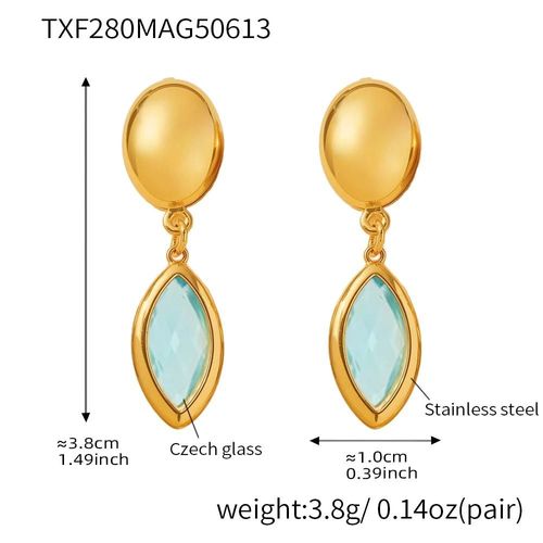 Model E-Color 5 - Boucles D'oreilles Pendantes En Acier Inoxydable Pour Femmes,Plaqué Or 18 Carats Incrusté De Plusieurs Formes Et De Couleurs Brillantes,Pendentif En Verre Tchèque À Facettes