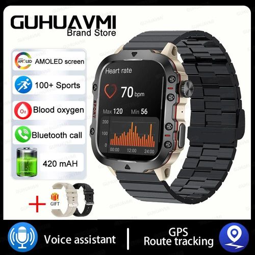 Grey-Steel-B-2a - Montre Connectée Entièrement Tactile Pour Hommes,Pour Android Xiaomi,Pression Artérielle,Oxygène,Fitness,5 Atm,Militaire,Étanche,Nouveauté 2024