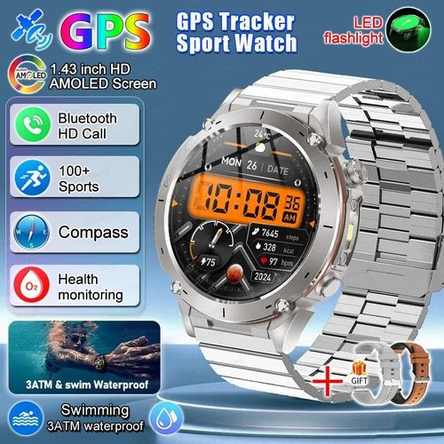Silver Steel B 2a - Montre Connectée Militaire Étanche Pour Homme,Bracelet De Dehors,Fitness,Natation,Appel De Santé,2025 Mah,Nouvelle Collection 730