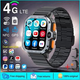 Black Steel B 2a - 2g Ram And 16g Rom - 2025 Nouveau Wifi 5g Carte Sim Montre Intelligente Gps Navigation Hd Double Caméra 64/16gb Mémoire Wifi Étanche Téléphone Smartwatch Android